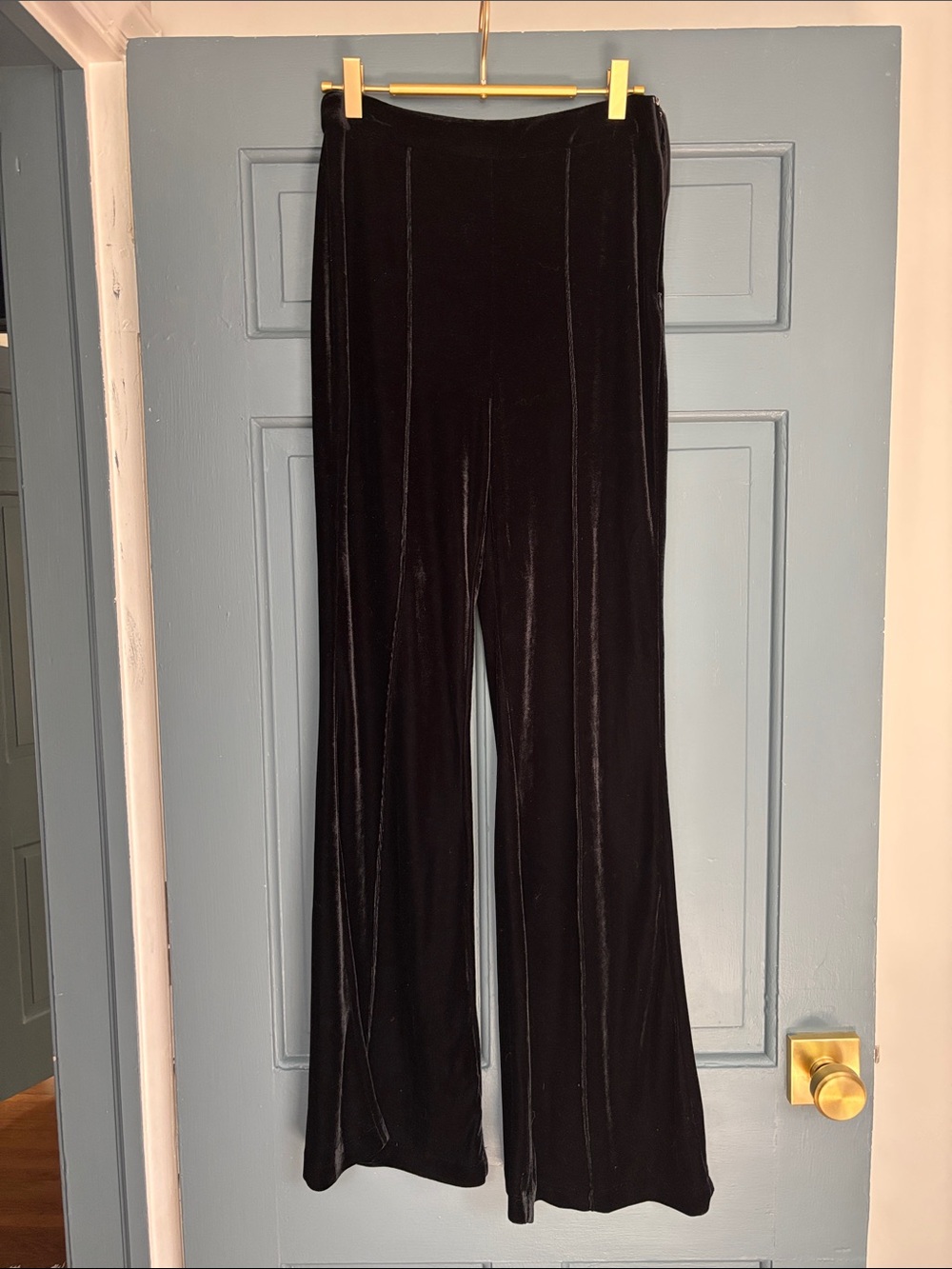 Flying Tomato Black Velvet Wide-Leg Pants